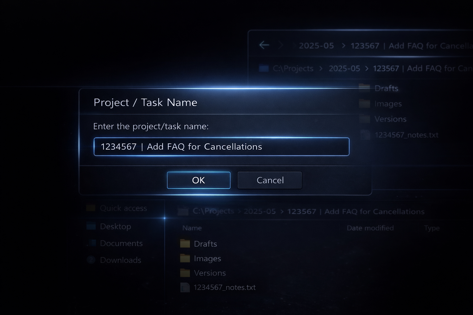 Stylized teaser image for the Windows GUI project folder generator